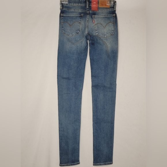 Levi's Women's 711 Mid Rise Faded Distressed Skinny Jeans - Size 25 x 30 - Picture 3 of 8